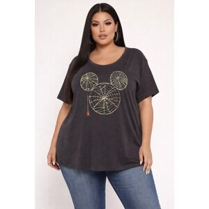 Disney Mickey Mouse Halloween‎ Spiderweb Graphic T Shirt Women's Plus Size 4X